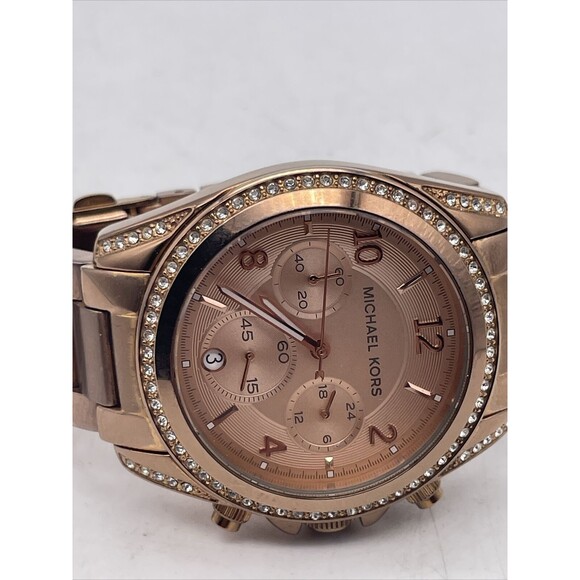 MICHAEL KORS BLAIR WOMENS WATCH MK5263 CHRONOGRAPH STAINLESS STEEL New Battery - Picture 3 of 13